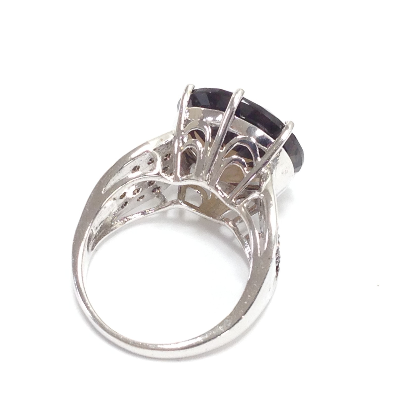 BBJ Bangkok Ratnaraj Sterling Silver Smoky Quartz Gemstone Statement Ring Sz 8