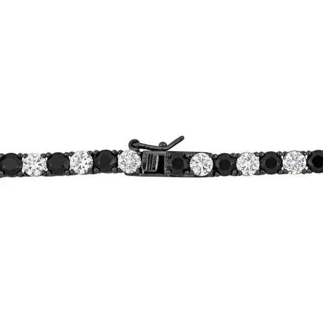10Ct Round Cut Lab Created Diamond Men’s Tennis Necklace 14K Black Gold Finish