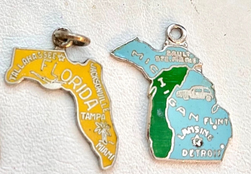 Vintage Sterling Silver US Map Charms CHOICE