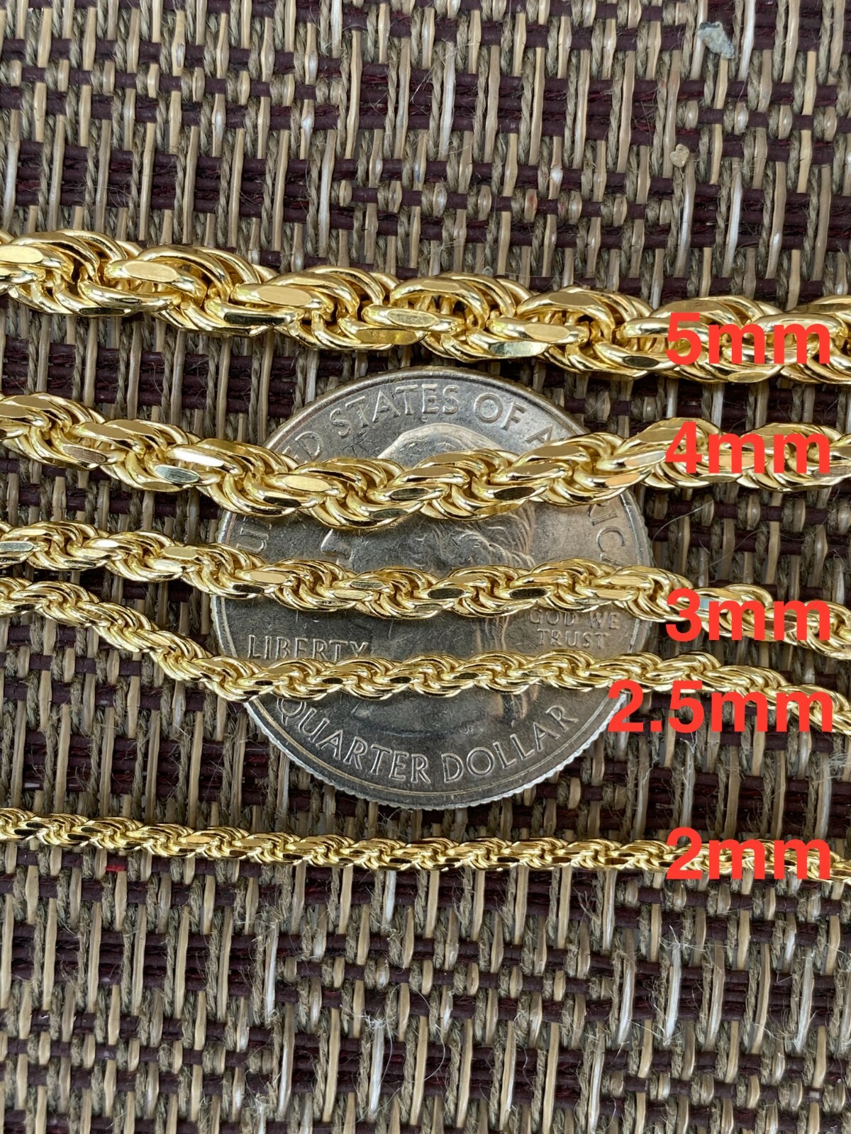 Men’s Women’s Real 14k Gold Plated Solid 925 Sterling Silver Rope Bracelet 2-6mm