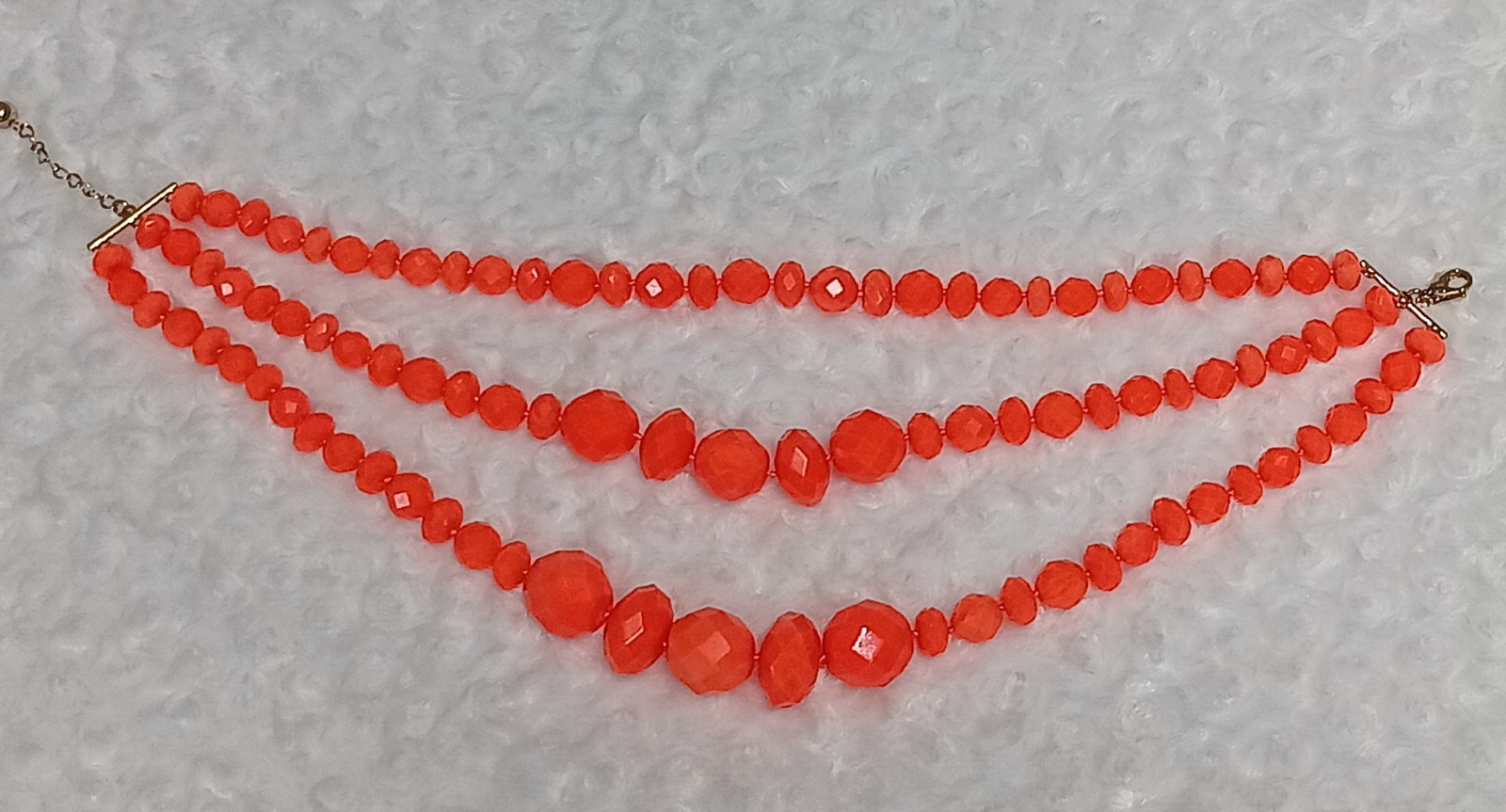 Kate Spade GIVE IT A SWIRL faceted bead 3 triple STRAND NECKLACE tangerine neon