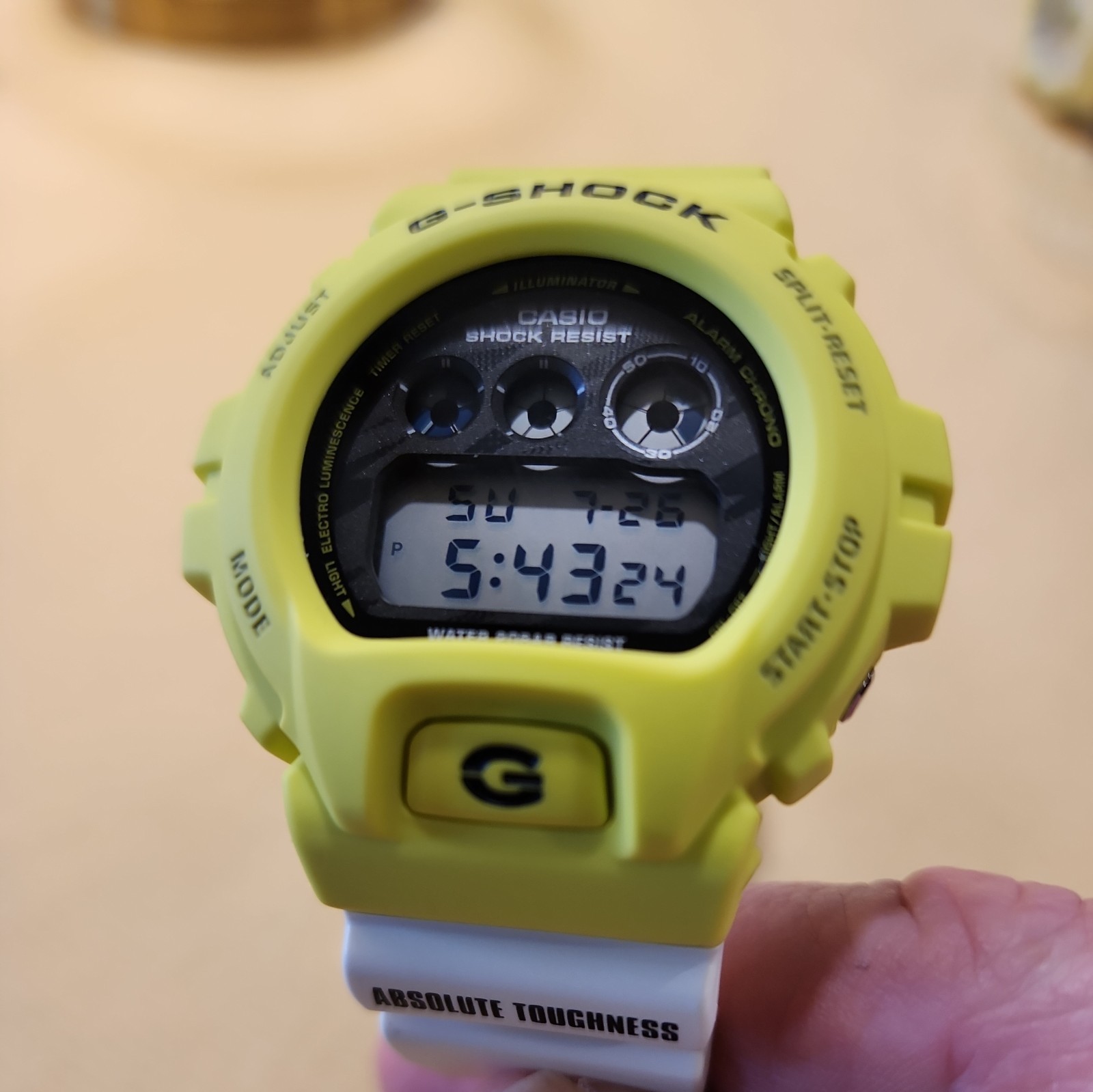 Casio G-Shock Yellow/Green with White Accent Men’s Watch – DW6900 TGA