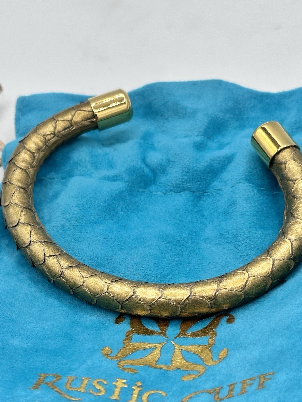 Rustic Cuff 5 Bracelet Stack Snakeskin Tiger Eye Chain Bronze Goldtone RC
