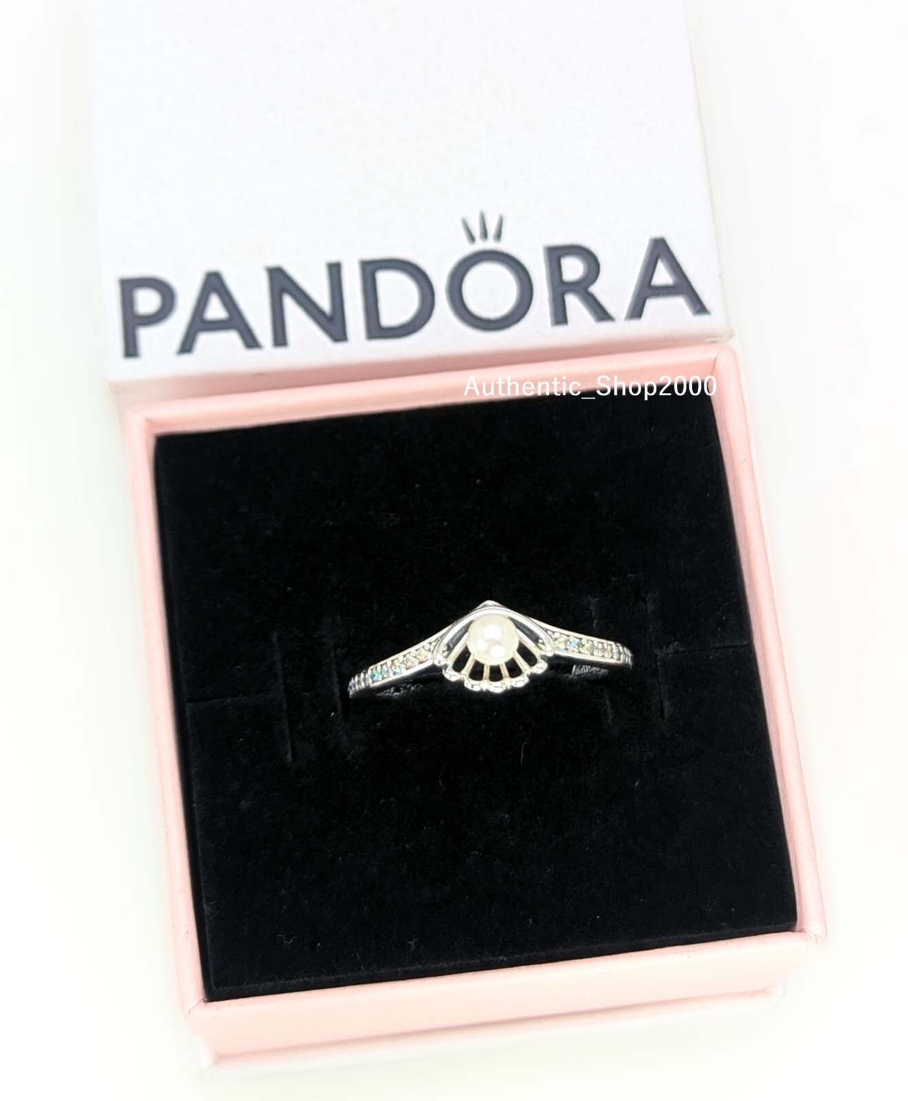 NEW 100% Authentic PANDORA 925 Disney Princess Ariel Shell Pearl Ring 193654C01