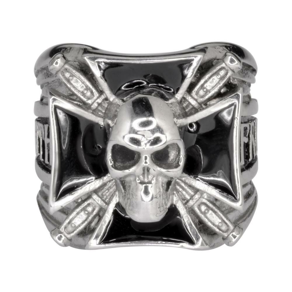 Men’s Stainless Steel Maltese Cross Skull Ring size 9 to 18 / 122
