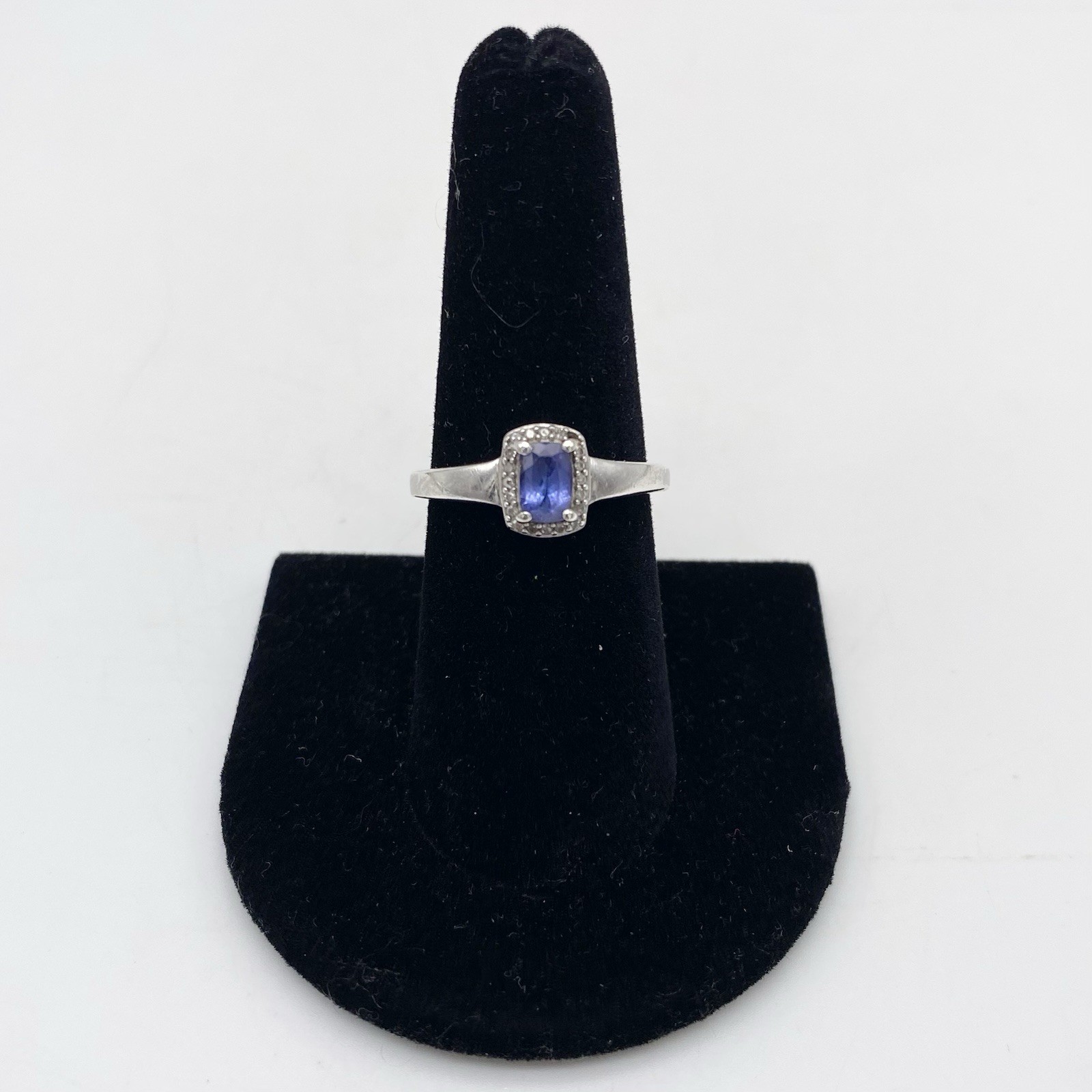 Vintage Sterling Silver Ring Tanzanite And CZs STS Jewels Inc Size 8 Pls Read