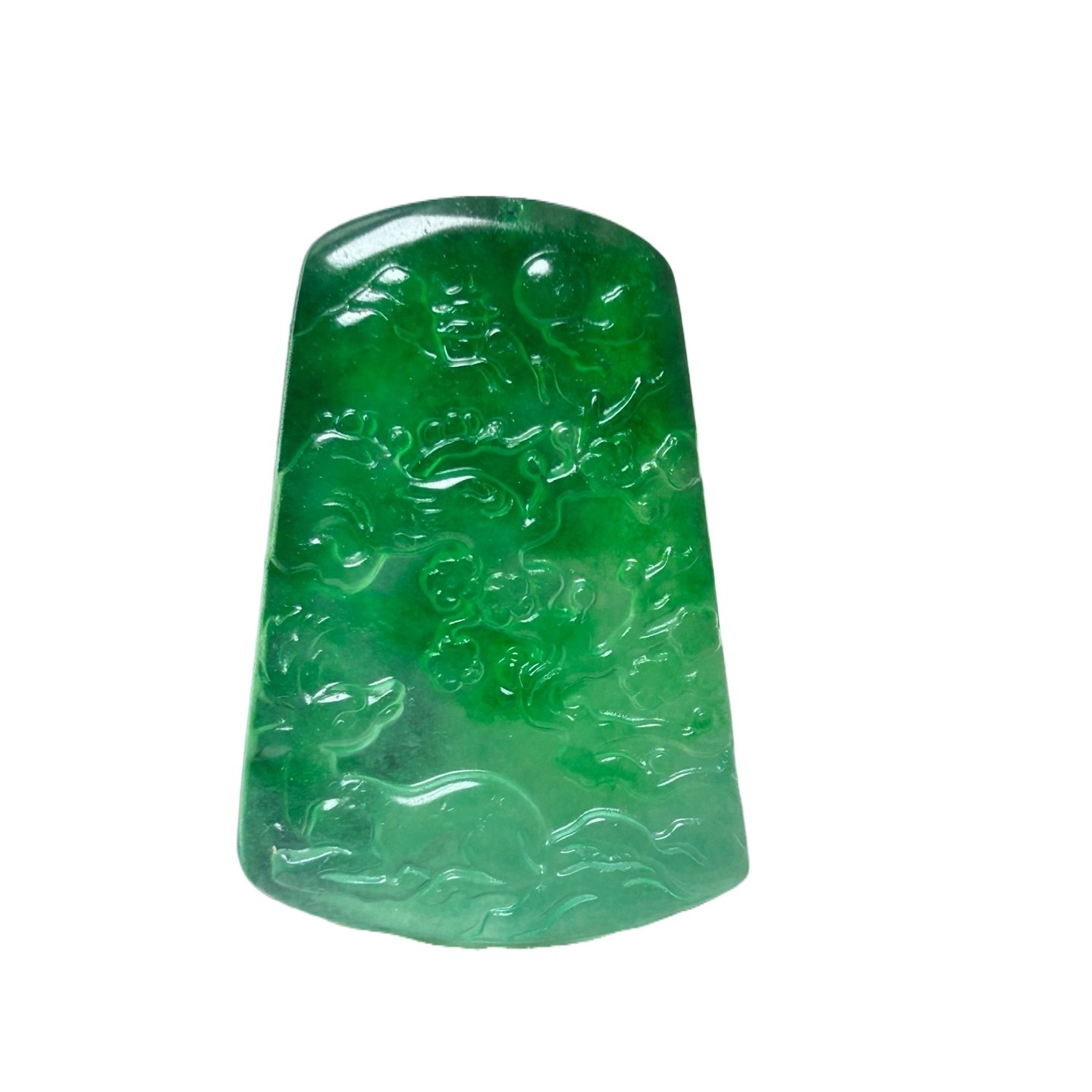 Nature ice Burmese Jade Jadeite carved sika deer lucky amulet Pendant&Necklaces