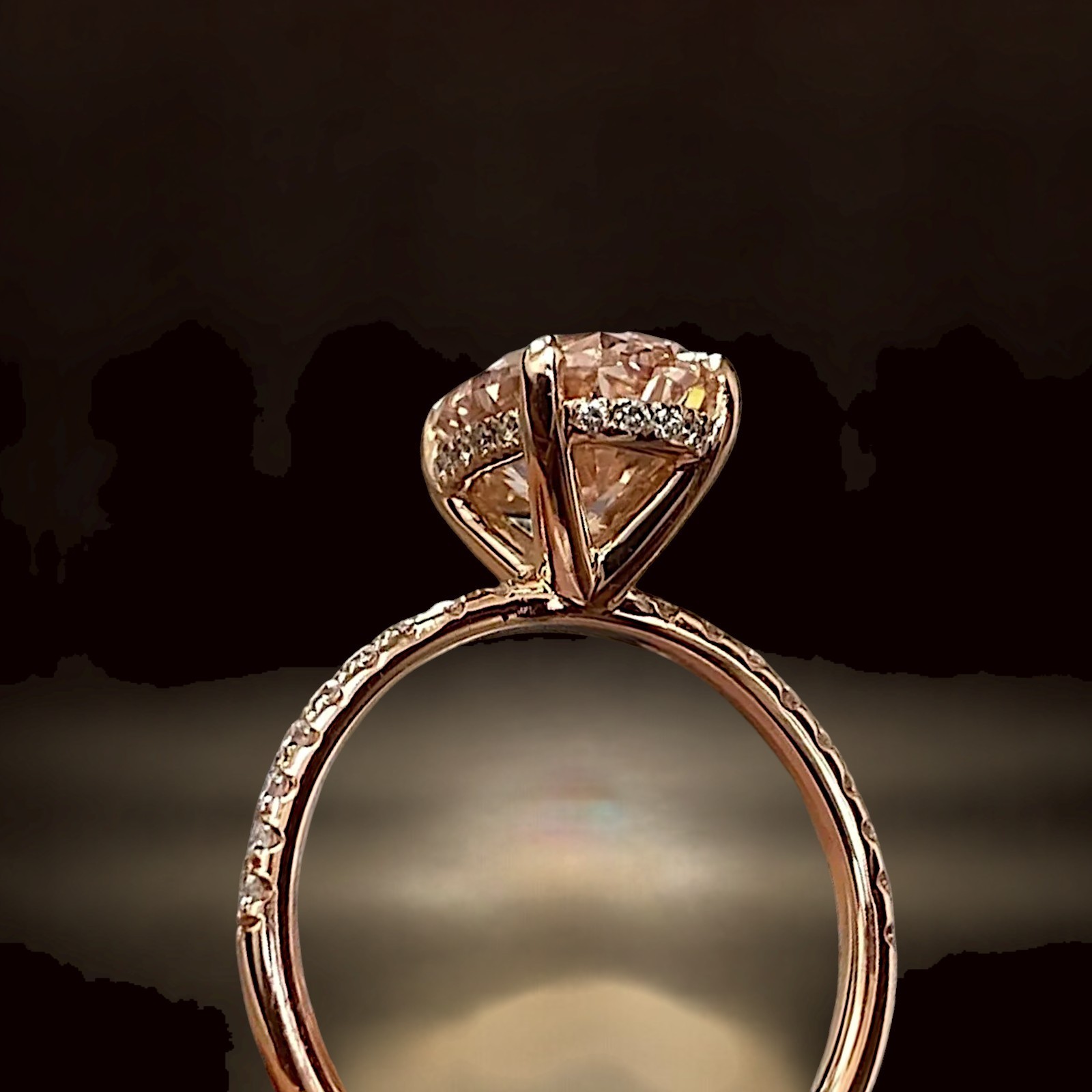 Oval Cut 3.25 Ct Lab Created 18K Rose Gold IGI Fancy Intense Pink Diamond Ring