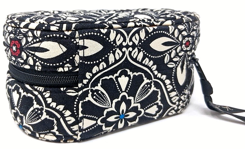 Vera Bradley Travel Jewelry Case Zip Around Quilted 6½”×4″×3¼”