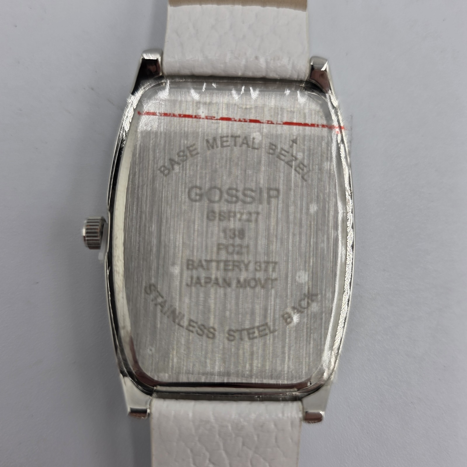 Gossip Watch Womens Quartz Multicolor White Leather Rectangle Silver Tone GSP727