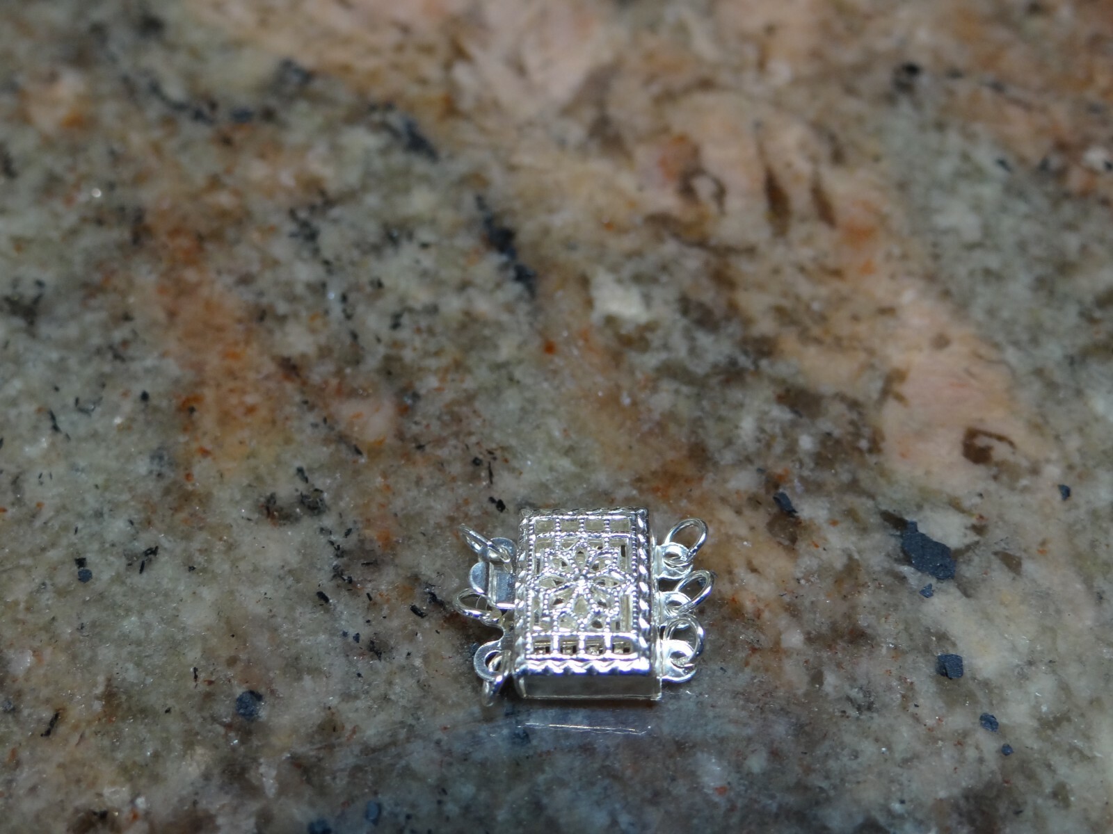 Sterling Silver 925 Filigree 3 Strand Clasp 11.50mm x 10.00mm