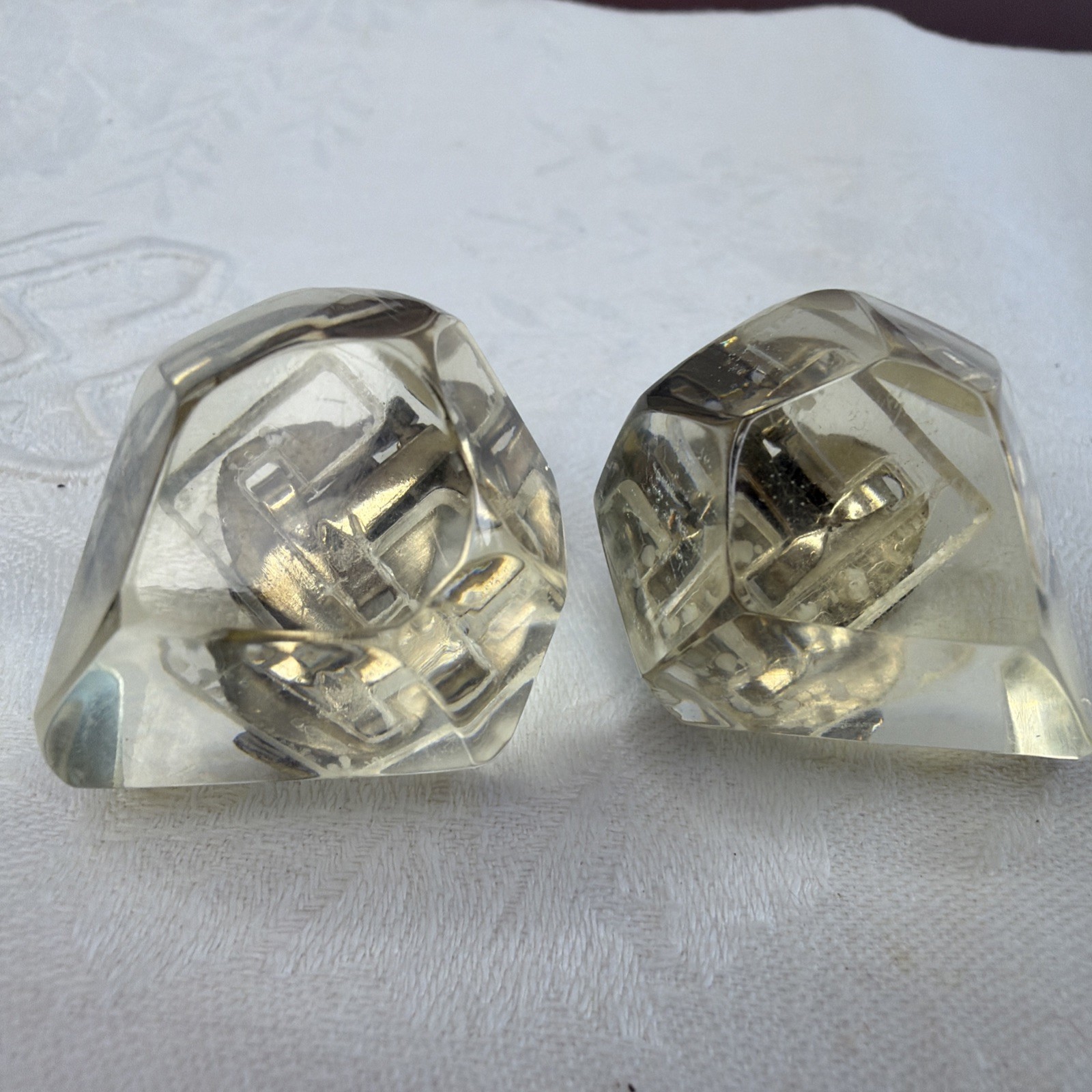 Vintage Clear Lucite Plastic? Clip On Earrings