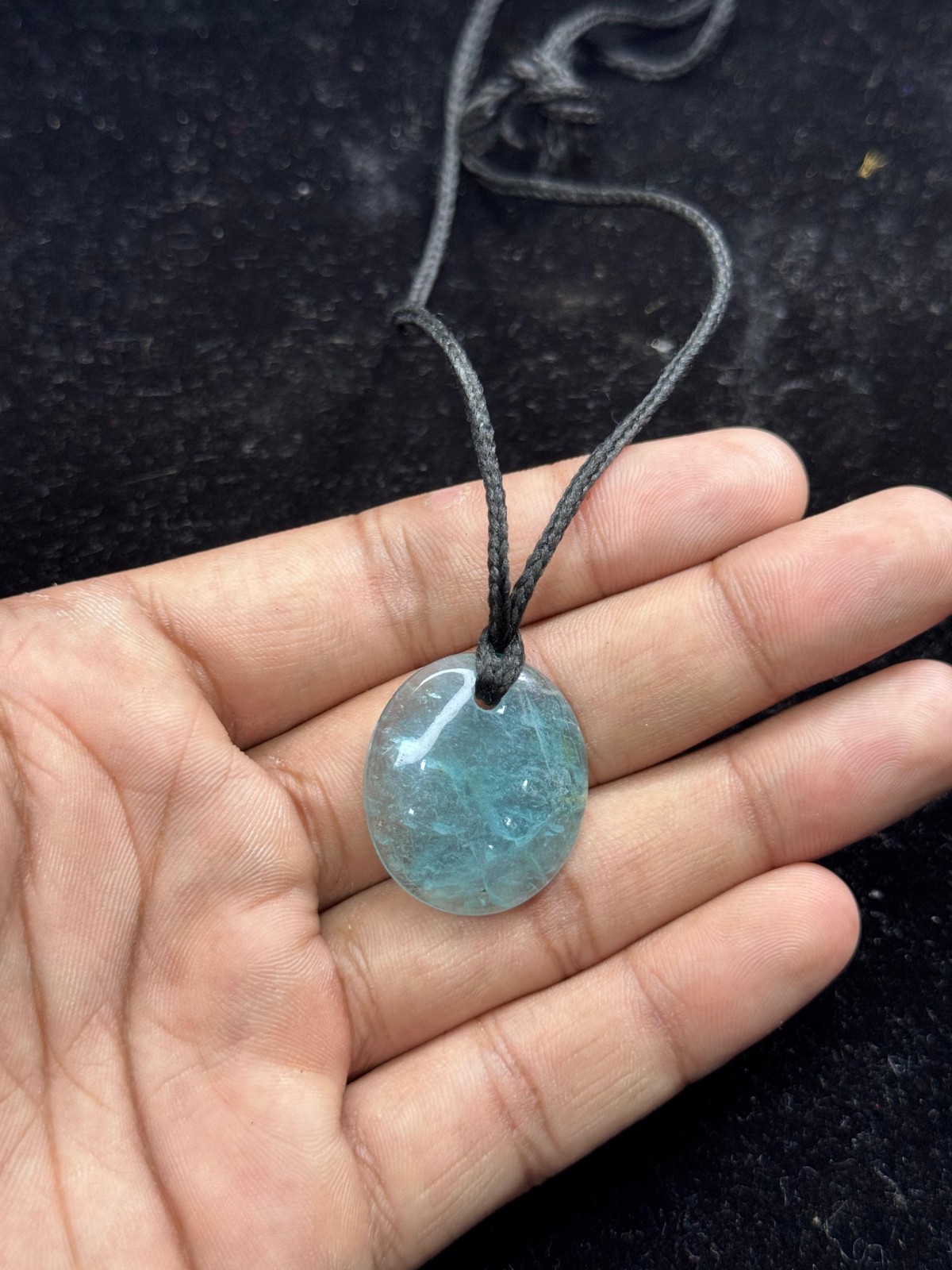 Natural Aquamarine Pendant Necklace Handmade Thread Pendant Daily Wear