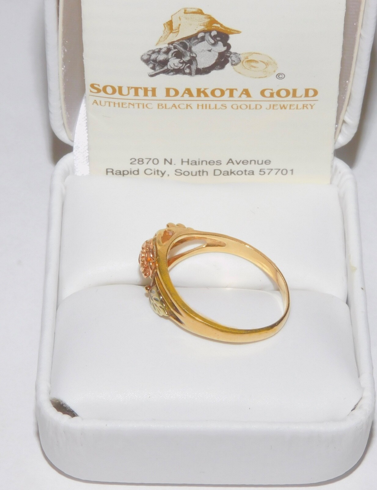 Black Hills Gold 10k 12k Dakota Rose Leaf Ring Size 7 3/4