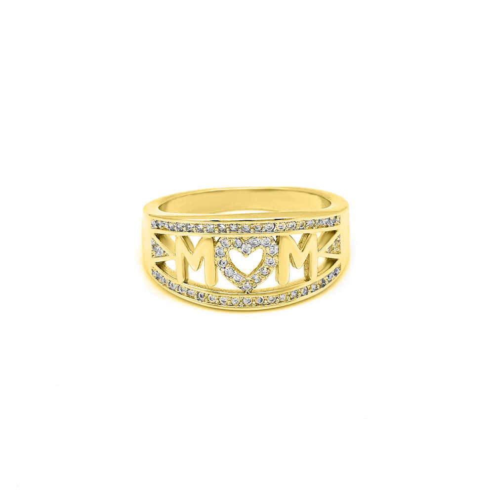 Sterling Silver Mom Heart Ring Mothers Gift Cz Heart Ring – 3 colors