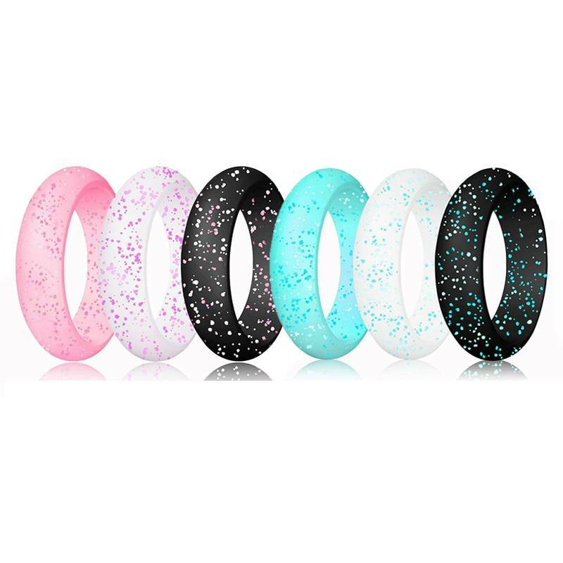 1PC Glitter Silicone Wedding Ring Men Women Band Jewelry Size 4-10 5.7mm Wide