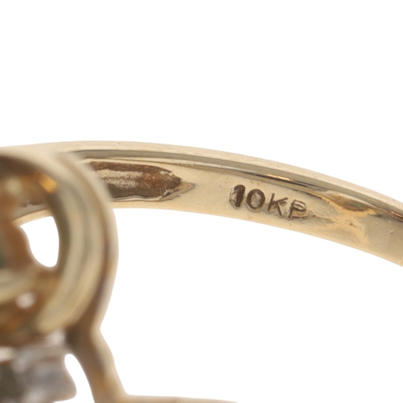 Yellow Gold Emerald Diamond Bypass Ring – 10k Oval .44ctw