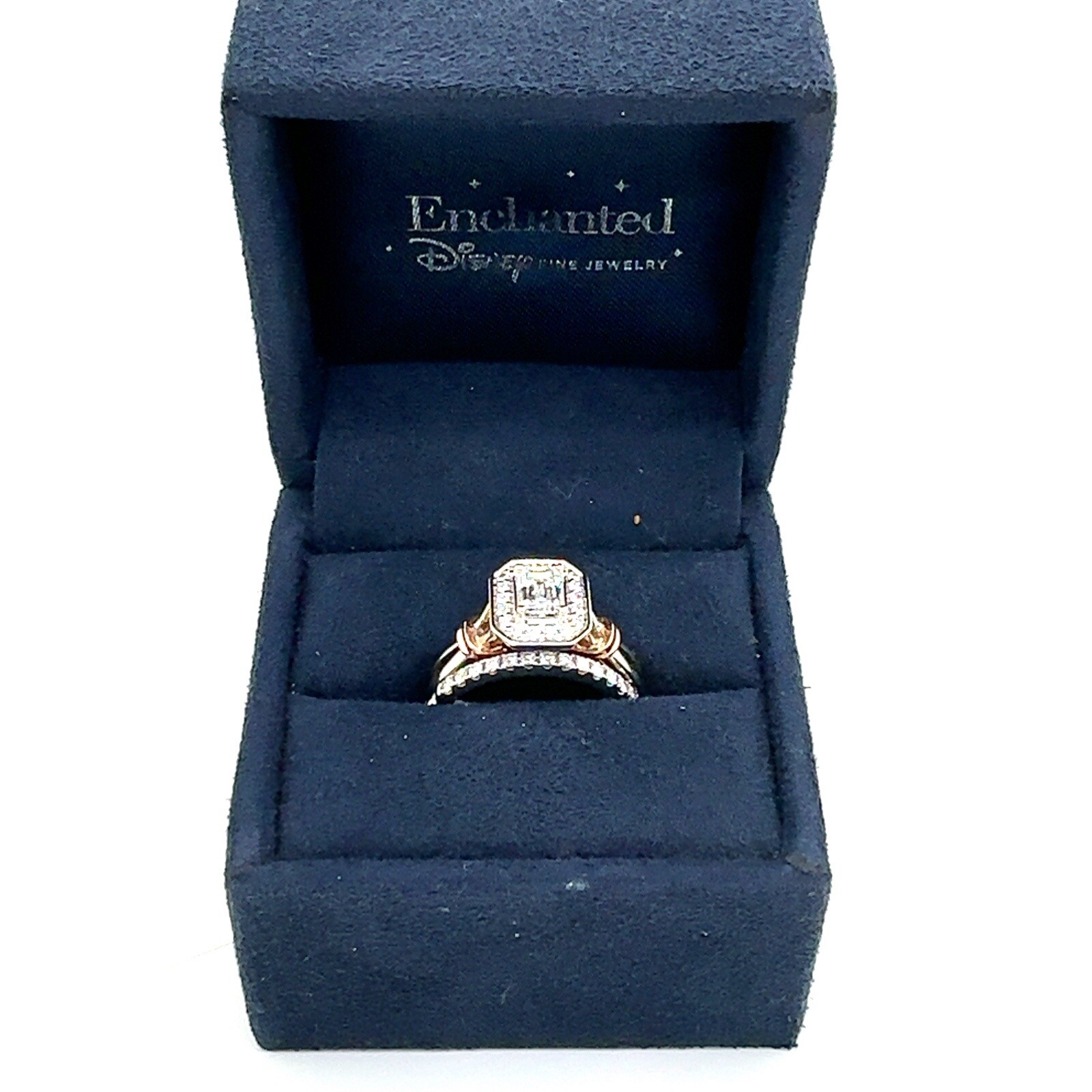 1.00tcw Enchanted Disney Snow White 14k Wg/RG & Diamond Wedding Set Ring Size 5