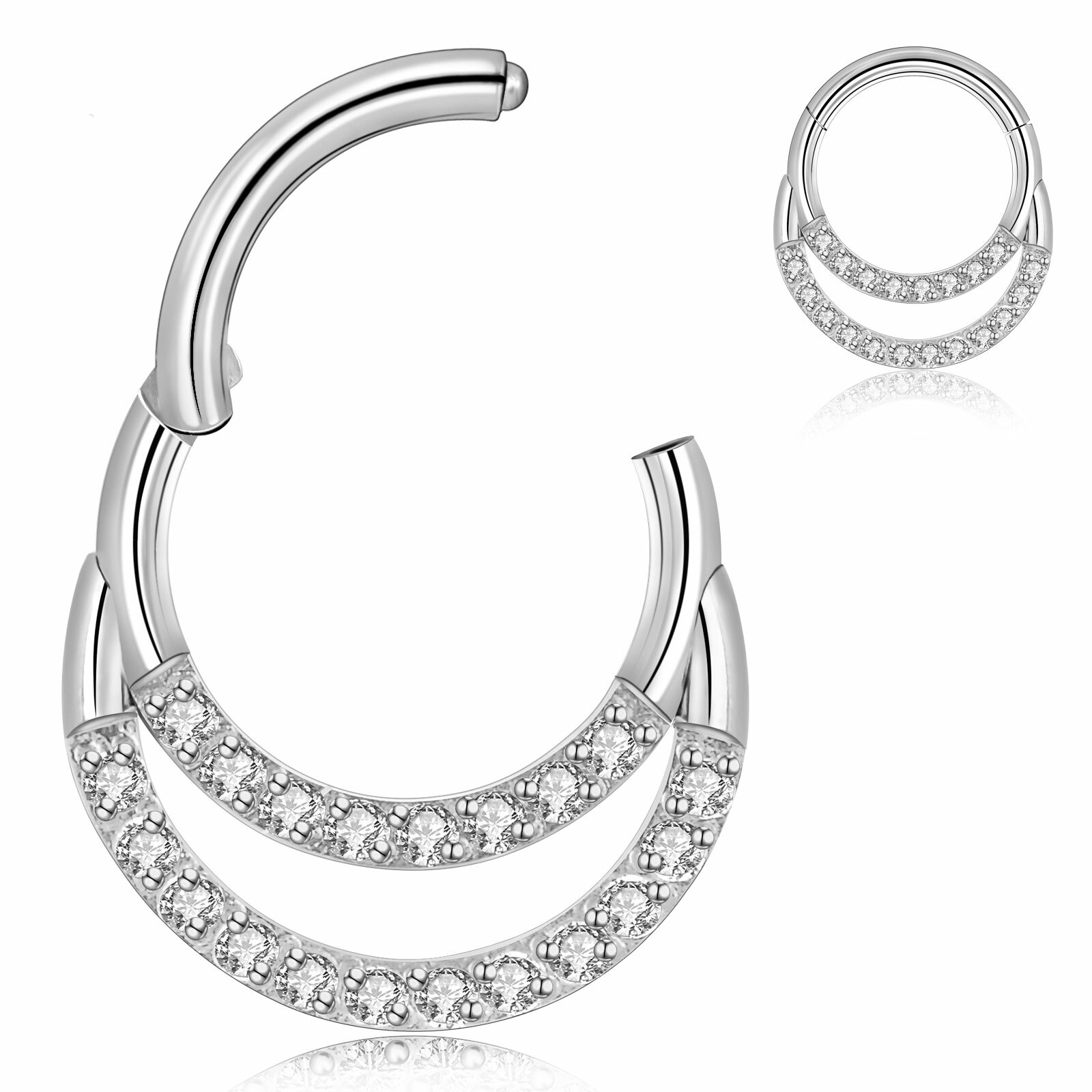 1Pc 16G Hinged Septum Clicker Ring Nose Rings Hoops Surgical Steel Daith Earring