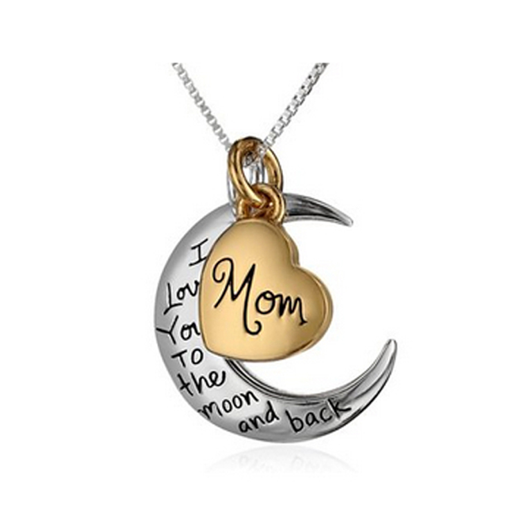 I Love You To Moon Back Valentine’s Day Gift for Her for Mom Pendant Necklace