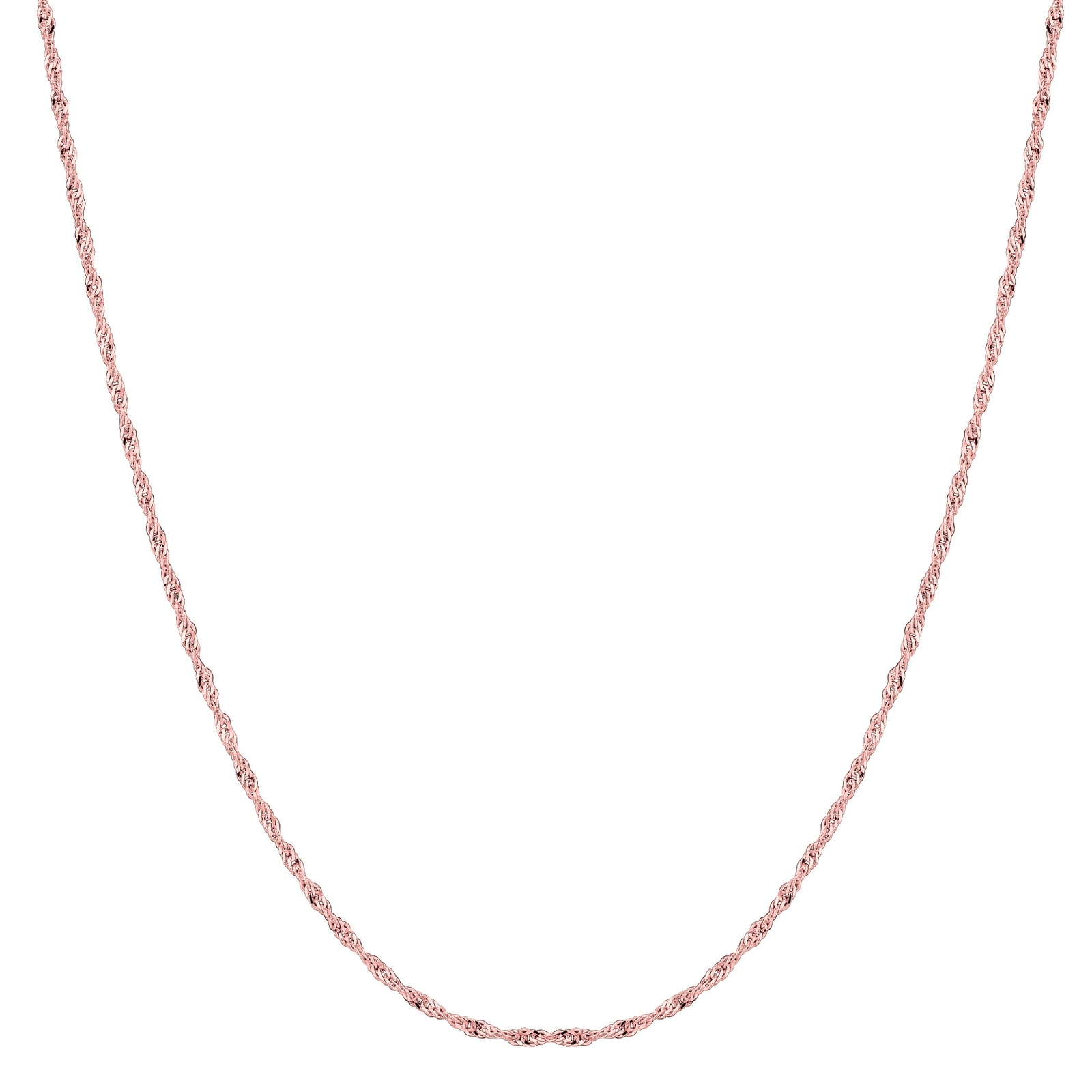 14k Rose Solid Real Gold Singapore Chain Necklace, 1.0mm, 20″
