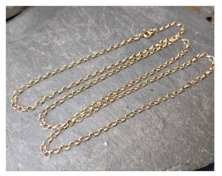 Vintage 9ct GOLD BELCHER Chain Necklace, 23″ Long Hallmarked – 3.1g
