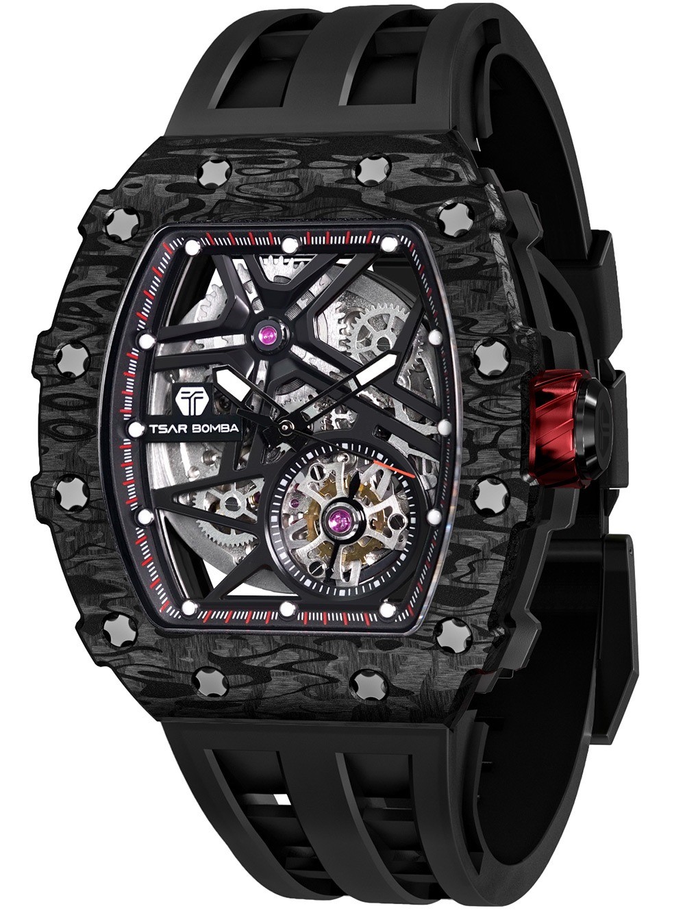 Tsar Bomba TB8209CF-01 Mens Watch Elemental Carbon Fiber Automatic 44mm 5ATM