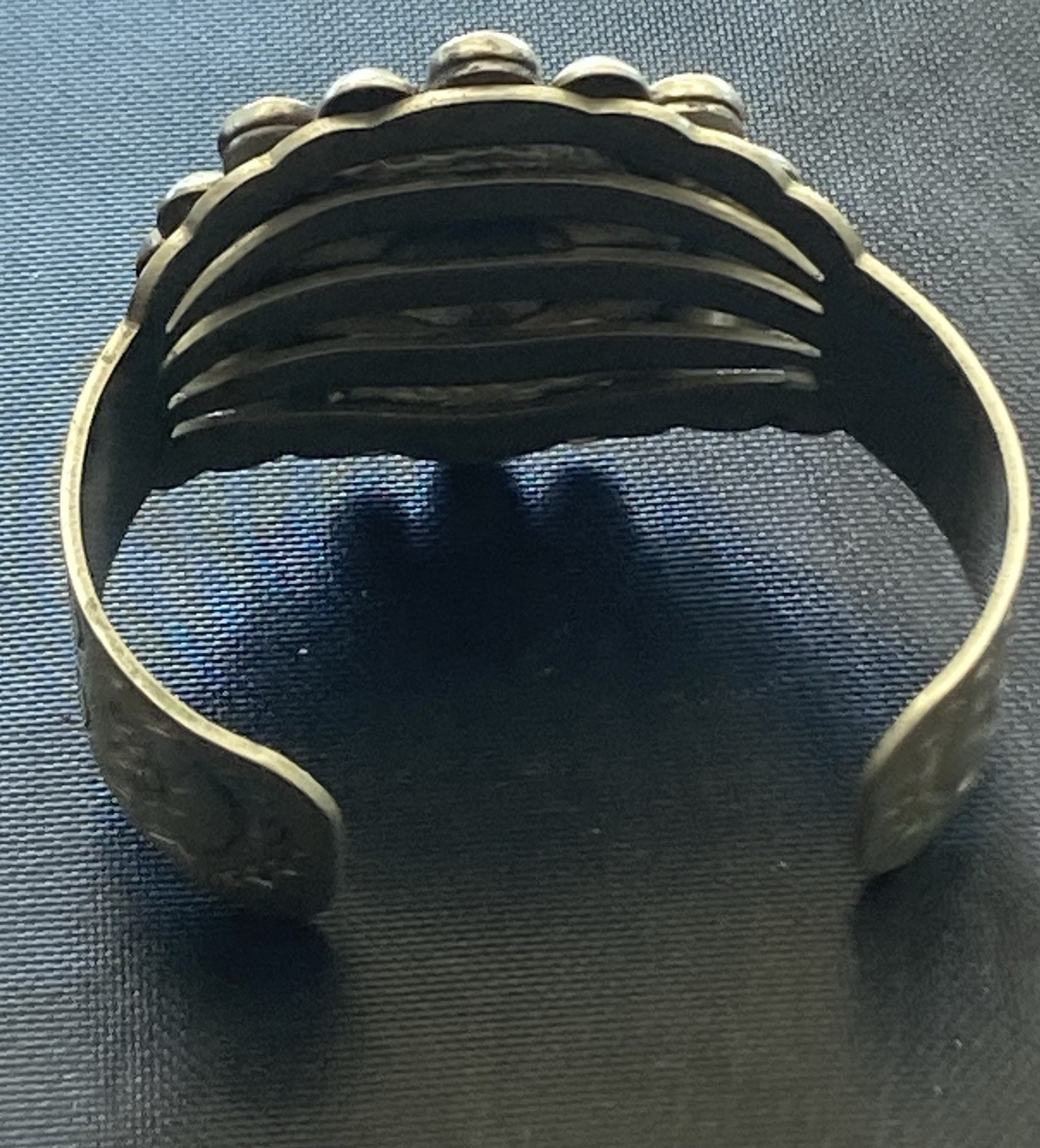 Vintage Bracelet Nickel Silver Faux Turquoise Cuff Stamped BELL TRADING POST