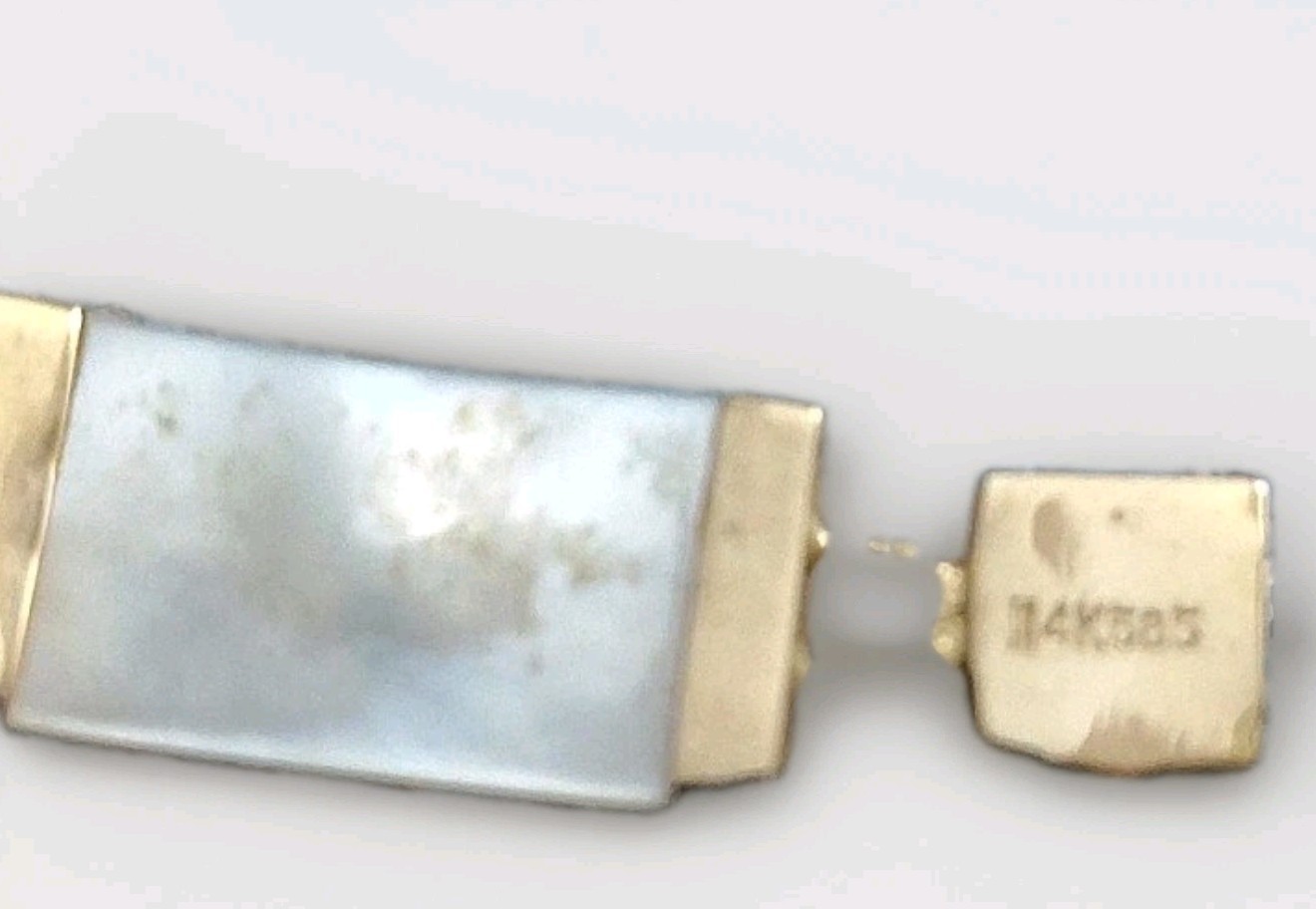 14K Yellow Gold Mother Of Pearl Gemstone Panel Tennis Bracelet Vintage Push Lock