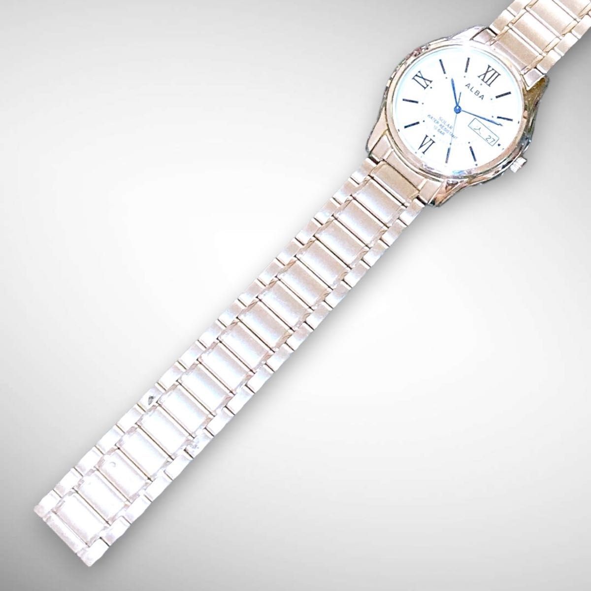 Working SEIKO Alba Solar Watch Day Date Three Hands Water Resistant Quartz SEIKO
