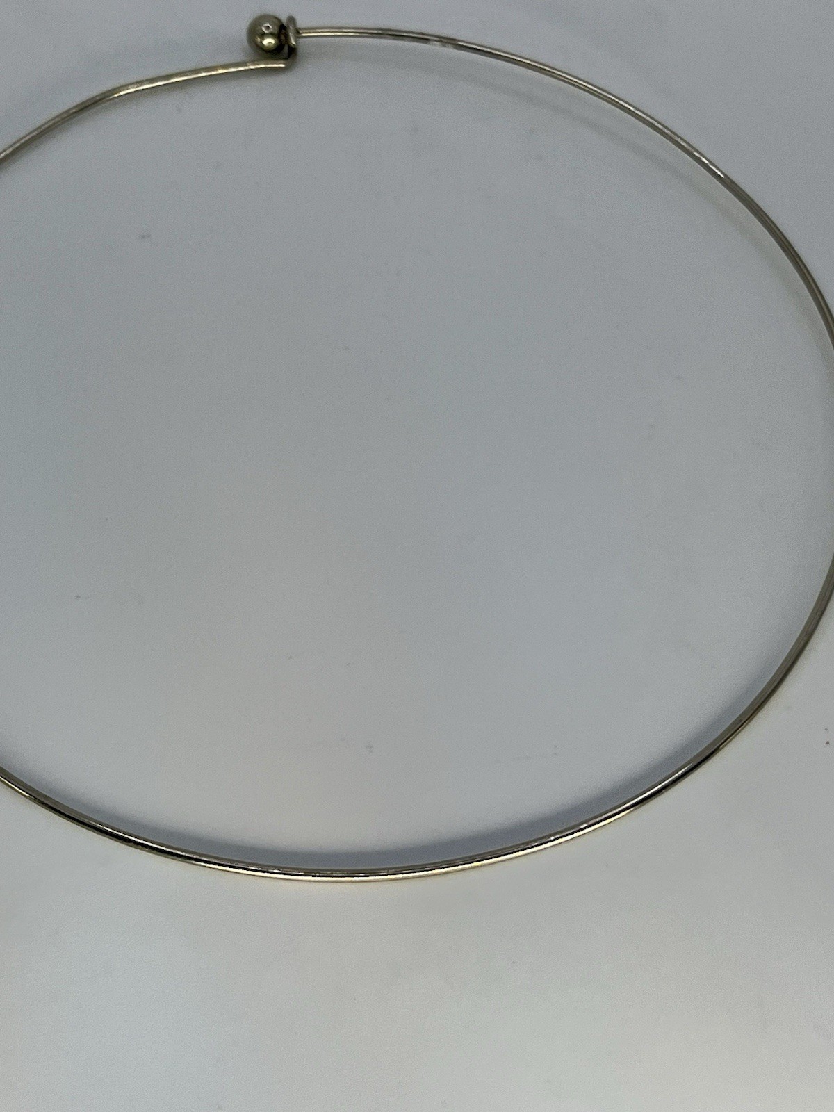 Vintage Estate Silver Tone Metal Wire Choker Necklace Hook Ball Closure 5”
