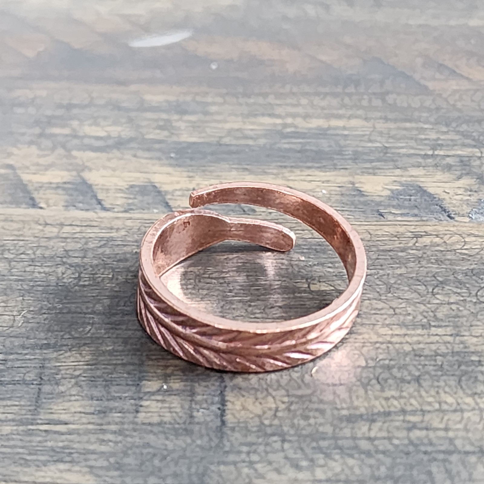 Pure Copper Feather Ring Adjustable Copper Therapy Ring Boho Jewelry