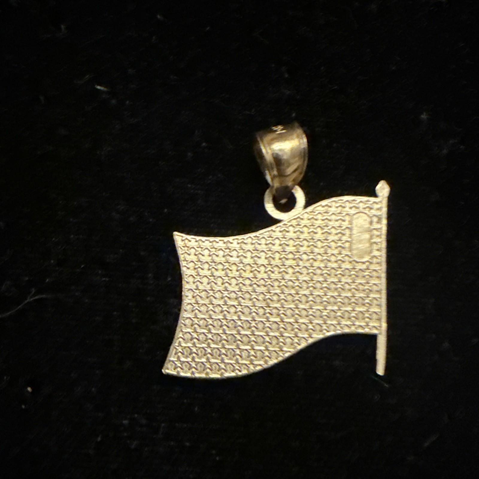 14K Solid Gold American Flag Charm 2.4 Grams, Vintage NOS Patriotic Jewelry