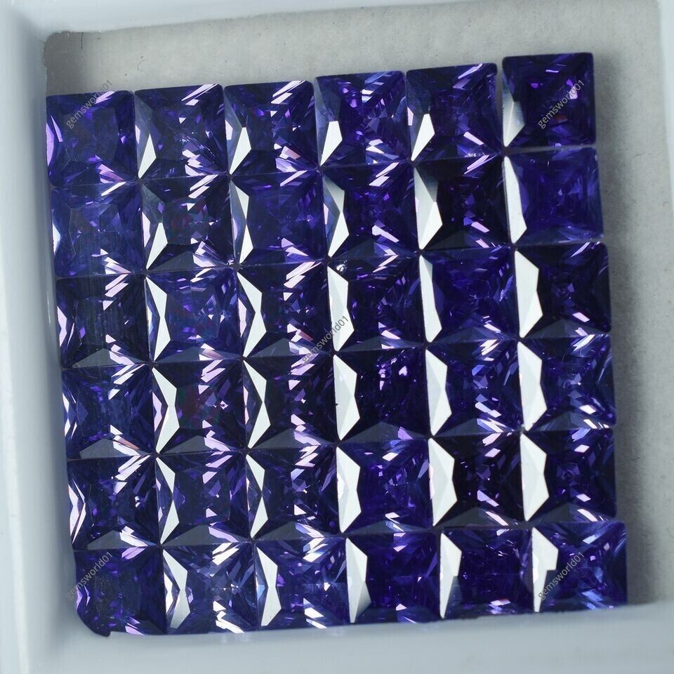Natural CERTIFIED 21 Pcs Tanzanite Purple Square Cut Loose Gemstone 5×5 mm Lot