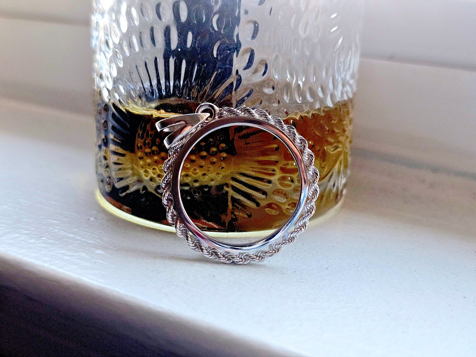 925 Sterling Silver Rope Edge Bezel for 24mm Quarters 25 Cents Coins