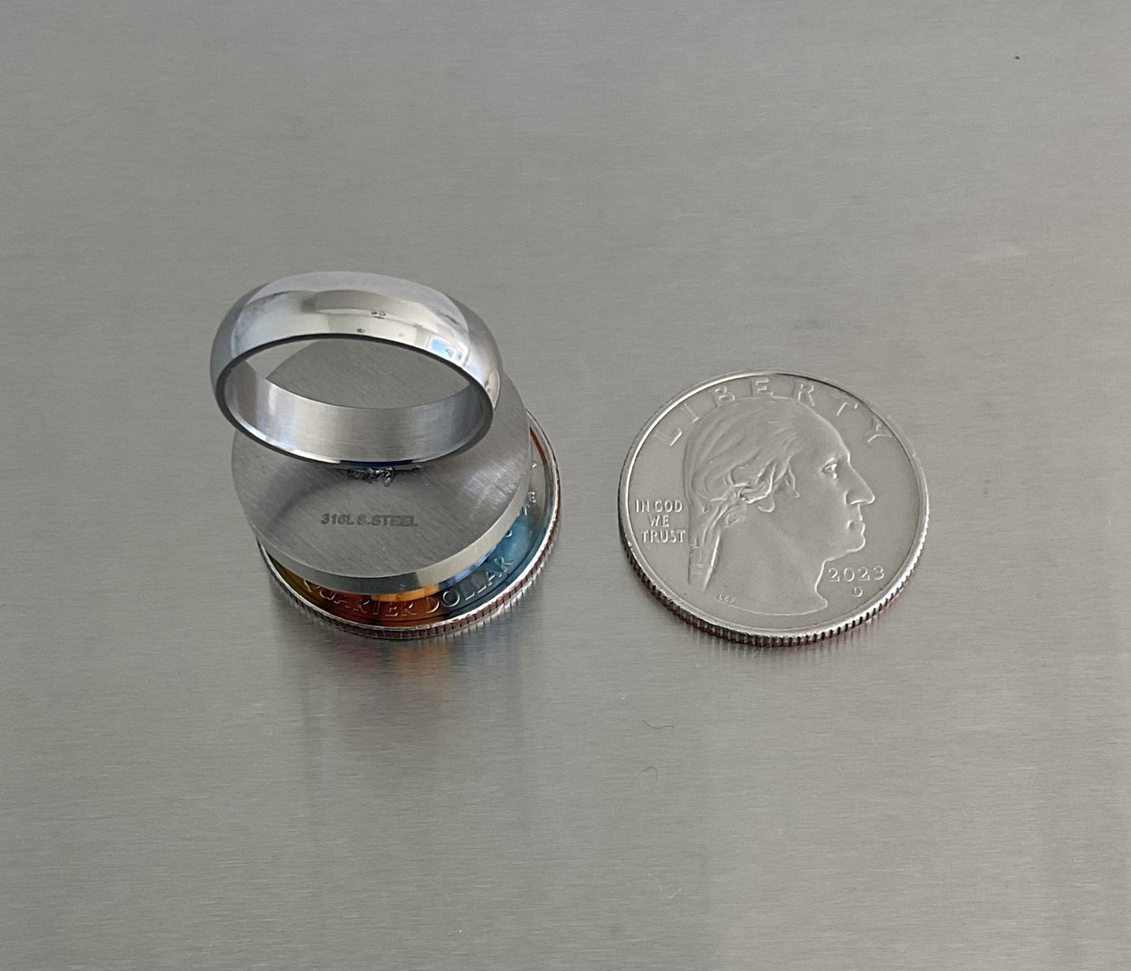 Multi Color Round Murano Millefiori Style Glass Ring Stainless Steel SZ 6, 9, 10