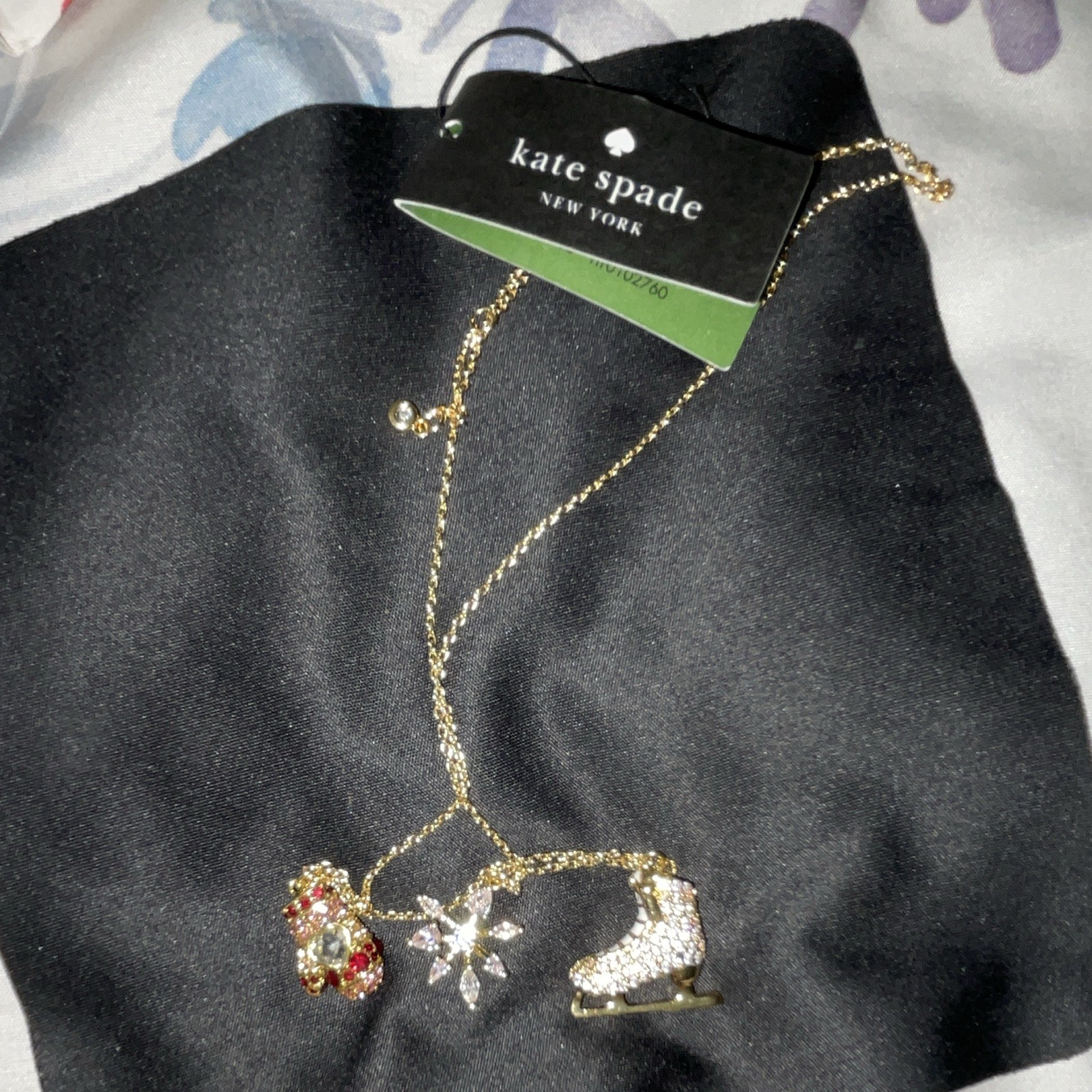 Kate Spade New York Gold Plated Crystal Christmas Charm Necklace
