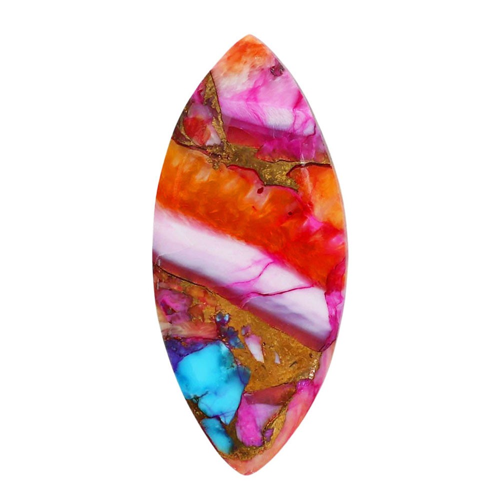 Kingman Orange Dahlia Turquoise 14.5×32.45×3.7 mm Marquise Gemstone LS78-06863
