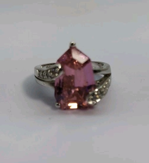 Premier Designs Jewelry Pink Ice Paradise Ring Sz 5¼ Silver Tone Chunky Look