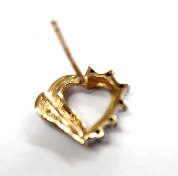 1OK Yellow Gold & Round-Diamond Heart Earrings (1.7 grams)
