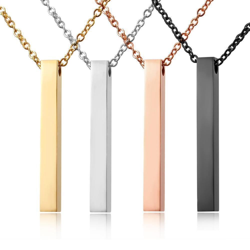 Personalised Necklace Custom Engraved Bar Name Date Pendant Christmas Gift Her