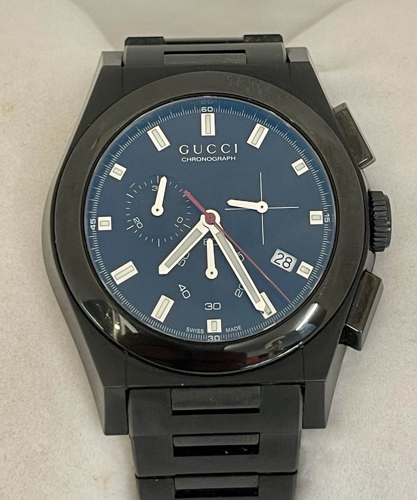 GUCCI Pantheon 115.2 YA115209 Black Chronograph Unisex Watch – Rare