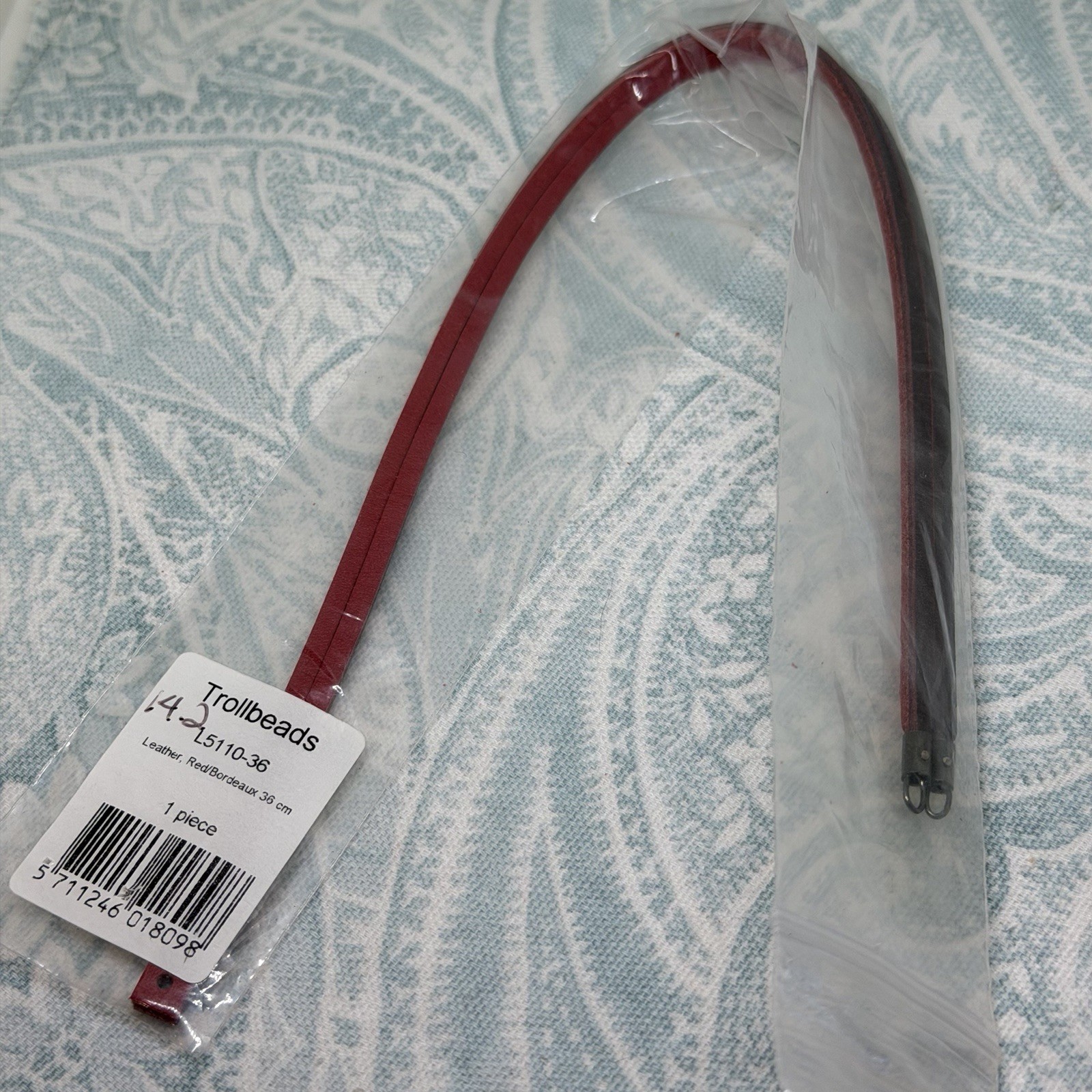 Authentic Trollbeads Red/Bordeaux Leather 14.2 inch/36 cm Bracelet, New
