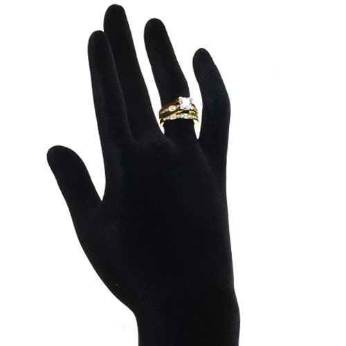 14k Gold Plated Princess Cut Engagement Wedding Rings Set For Womens Size 5-11