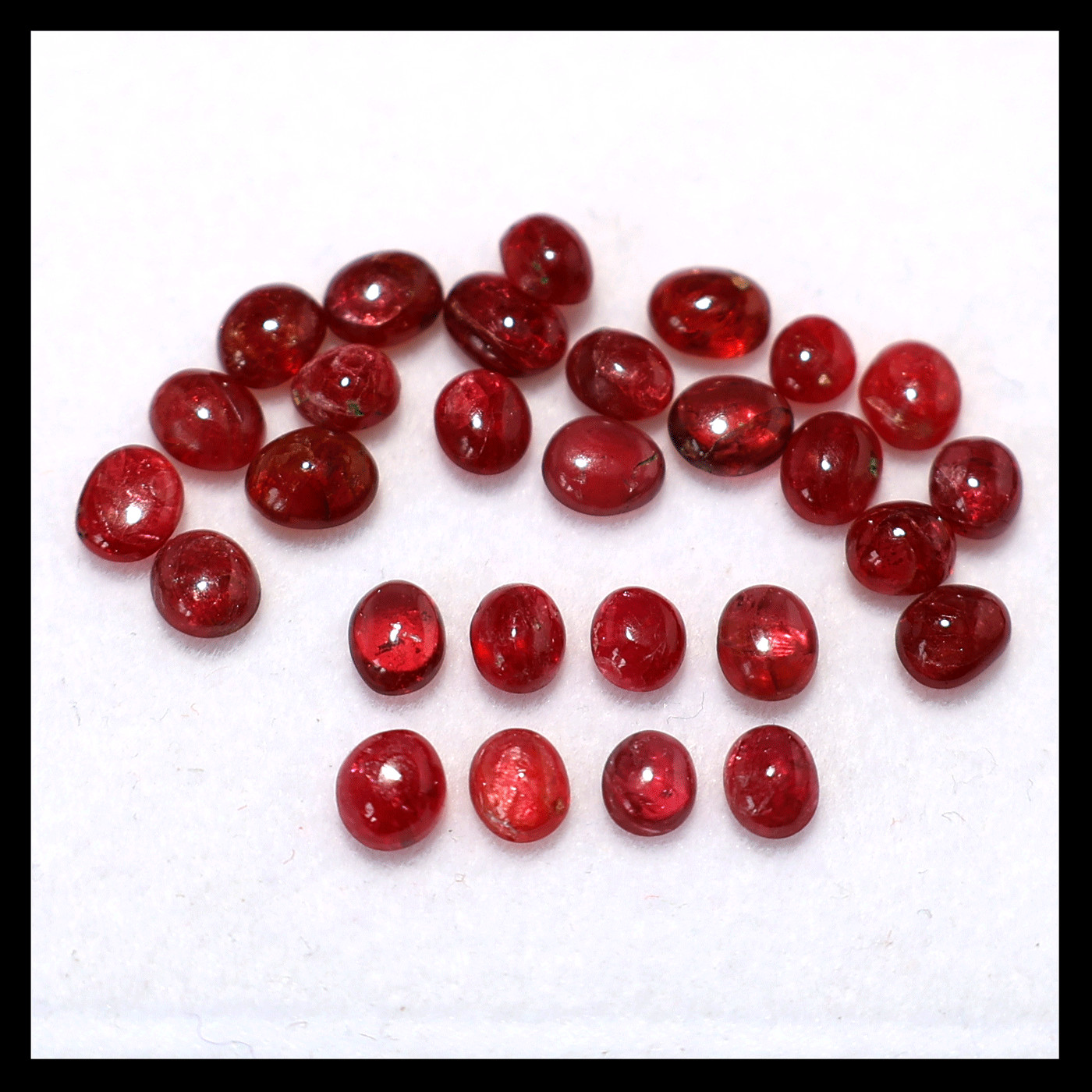 28 PC Natural Red Spinel Untreated 4.5mm-6mm High Quality Cabochon Gemstones Lot