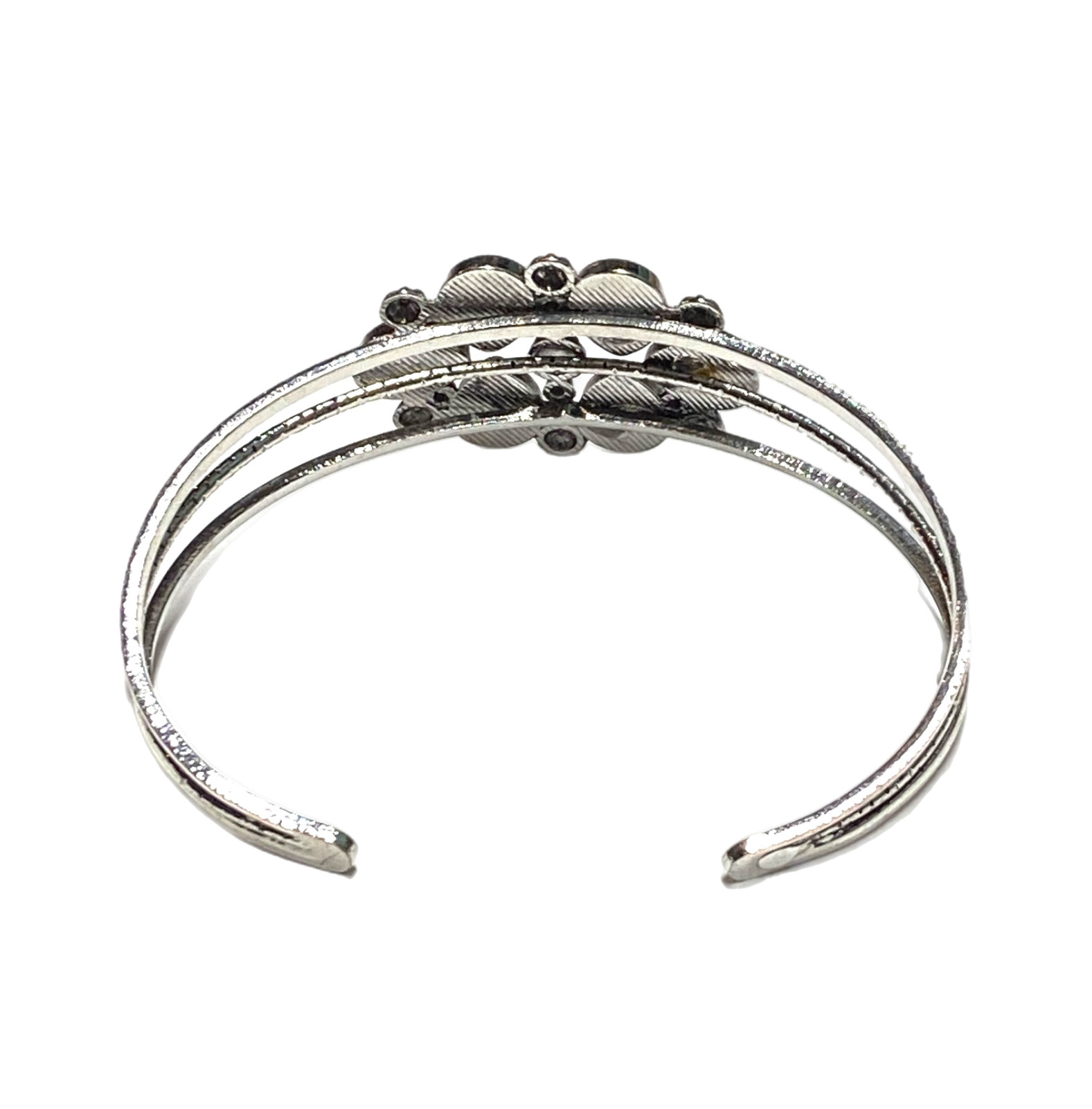 Paparazzi Taj Mahal Meadow Green Cuff Bracelet Bangle Silver Tone 7” Fashion EUC