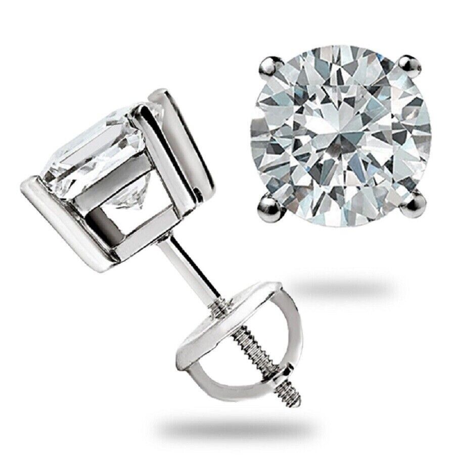 4.0 Ct GRA Moissanite Stud Earrings 14K Solid White Gold 8mm – Elegant Gift