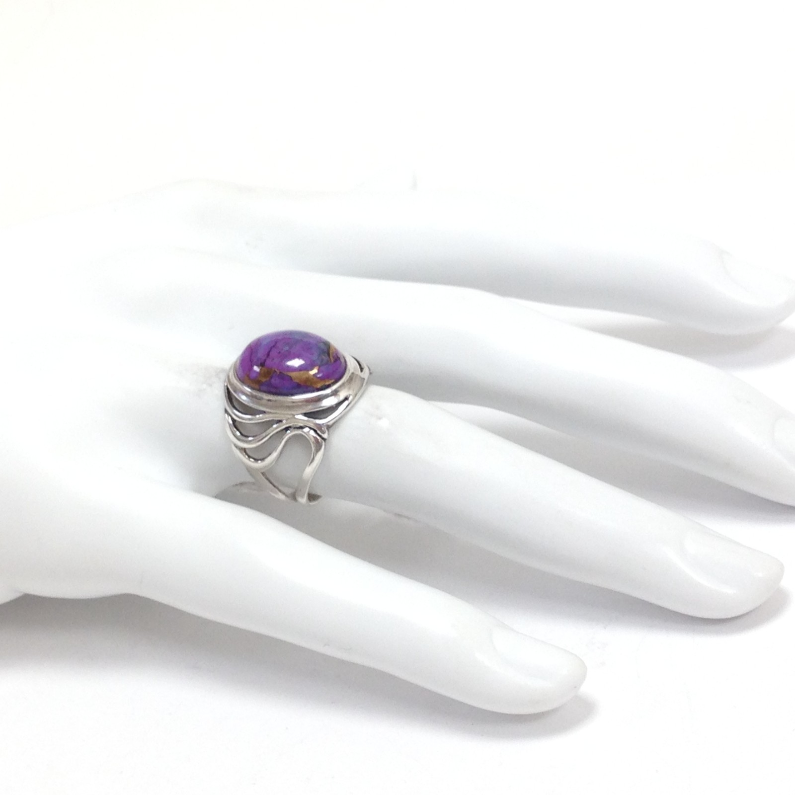 BBJ Bangkok Ratnaraj 925 Sterling Silver Purple Copper Turquoise Ring Size 6