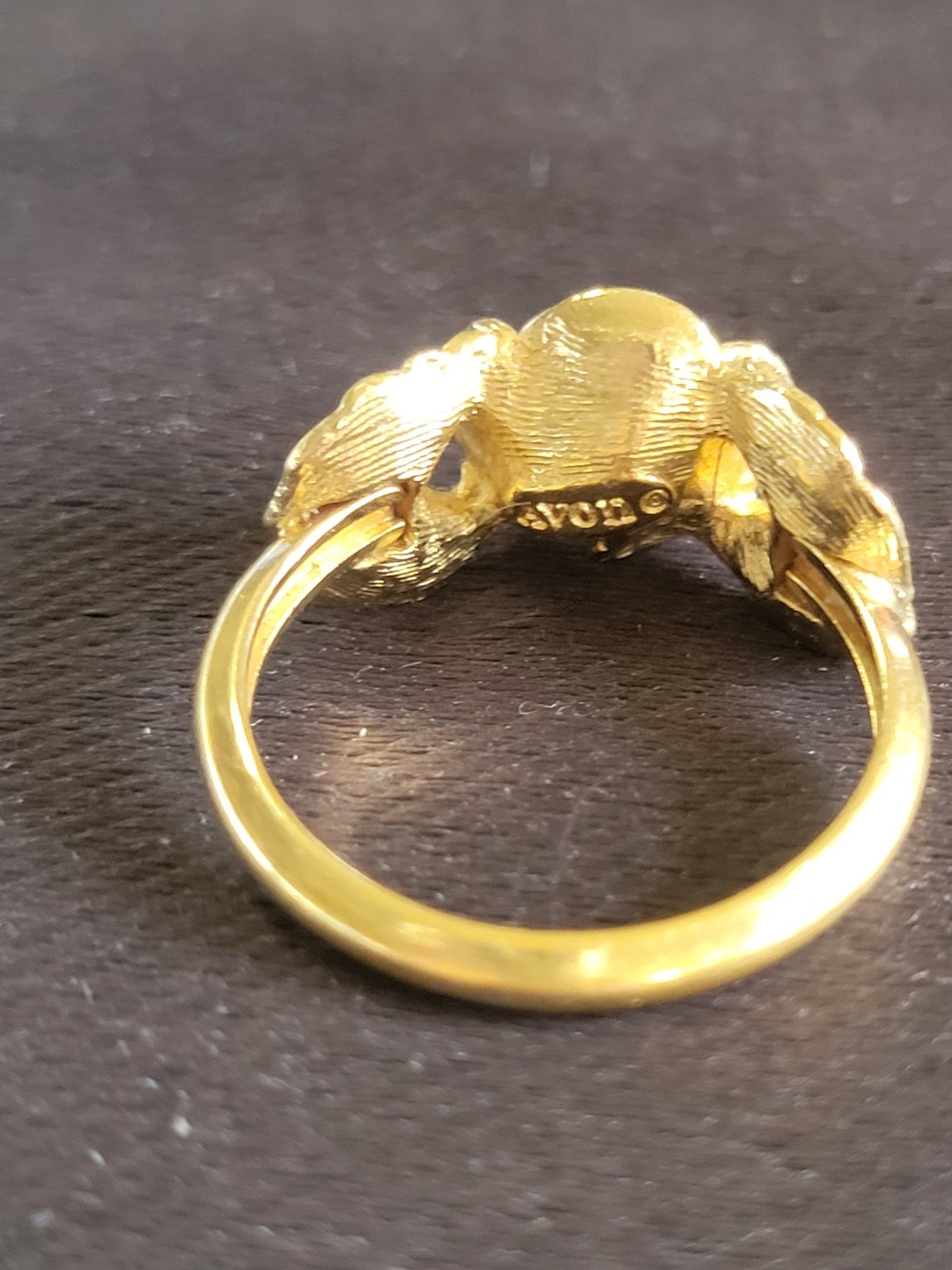 Vintage Avon Burnished Rose Gold Tone Flower Statement Ring Size 6 to 6 1/2