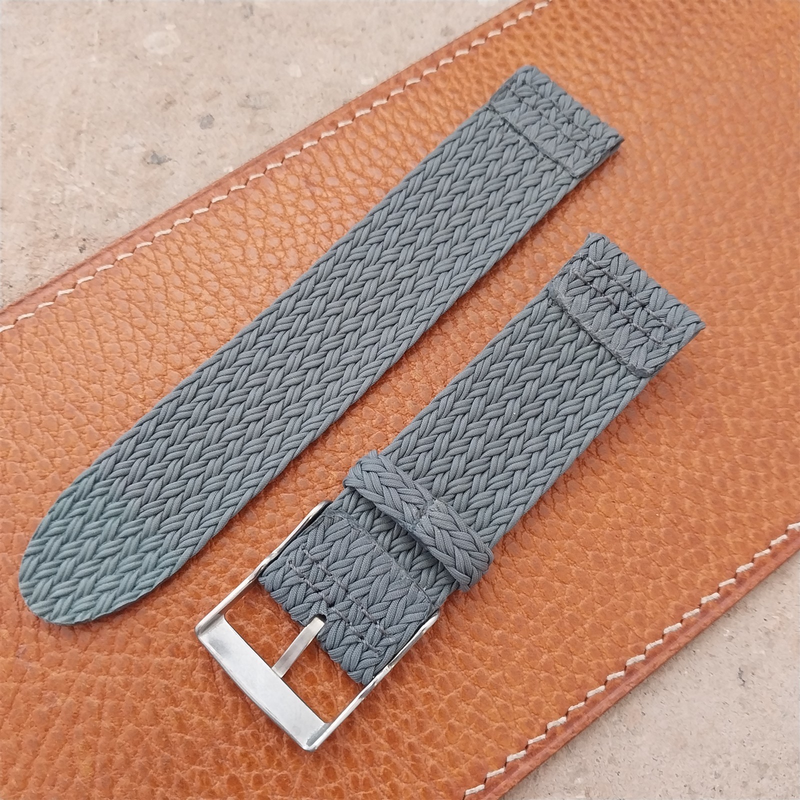 22mm Gray Eulit Palma Pacific Braided Perlon Two-Piece Field Watch Strap